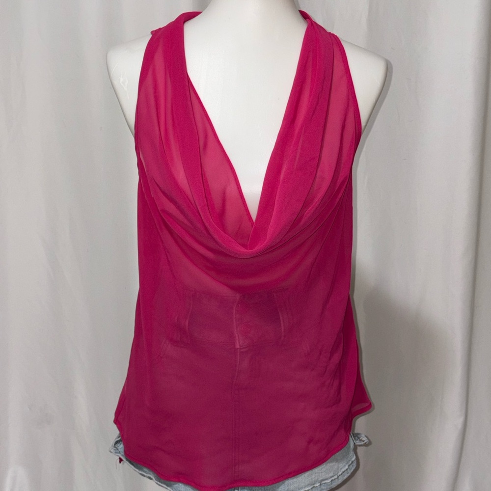 Decree Magenta Draped Cowl Halter Camisole